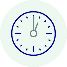 icon of a clock with the time 1pm displayed on it